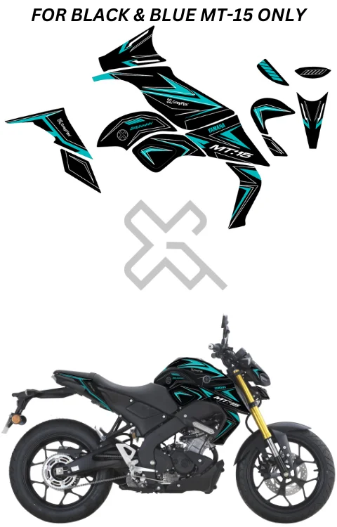 Cross Teal Edition Full Body Sticker Compatible with MT15 | Printed In Premium Matte Vinyl With FPF(Fade Protection Film), Water Proof, Precut Sticker, Pack Of 1 Compatible with Both Side